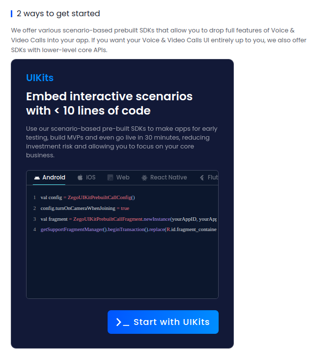 Select Start with UiKits