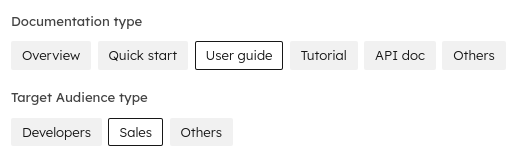 Choose the “User guide” and “Sales” option.
